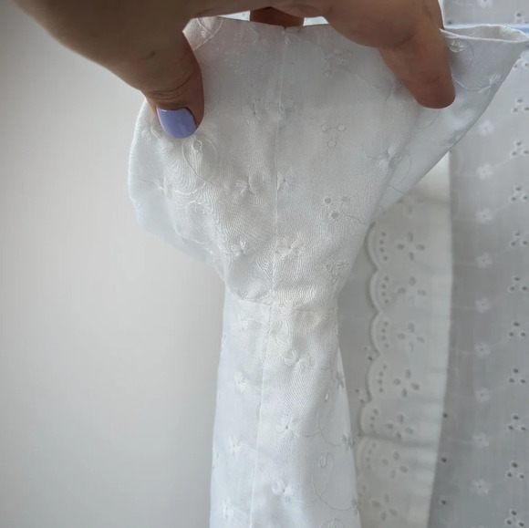 Vintage Vicki Wayne White Eyelet Open Front Short Sleeve  Blouse Women Medium - Picture 7 of 8